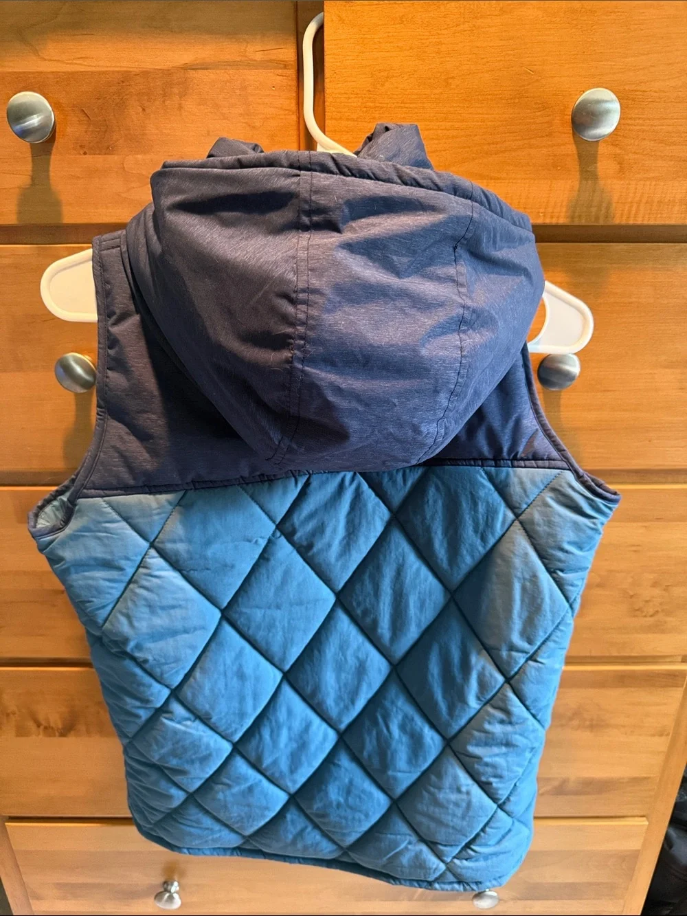 Columbia Kids Blue Quilted Hooded Vest size Large